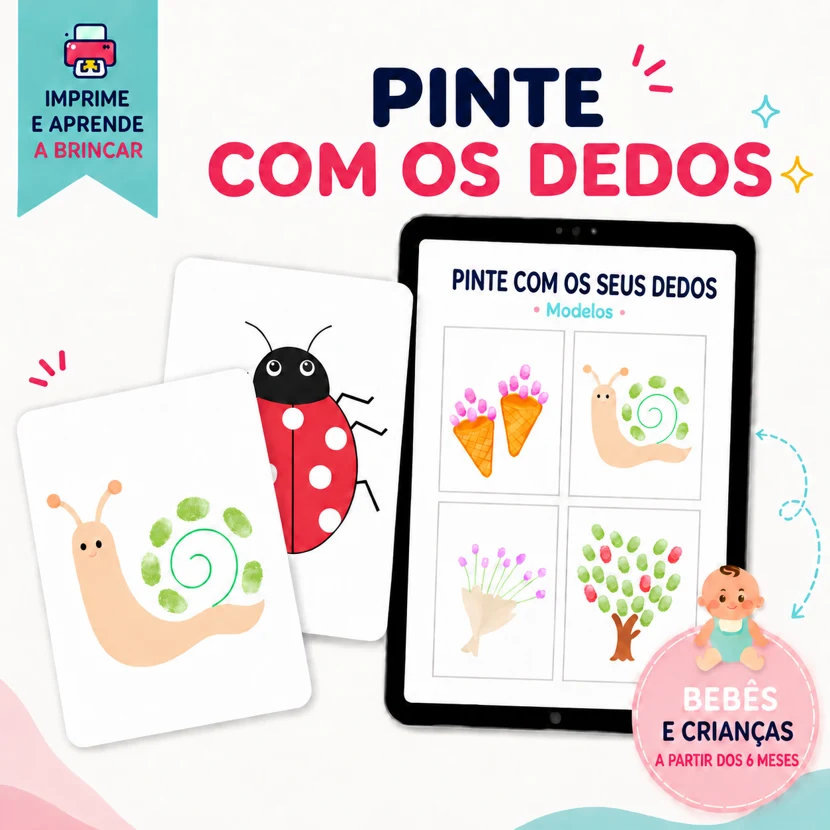 Pintura com os dedos na creche